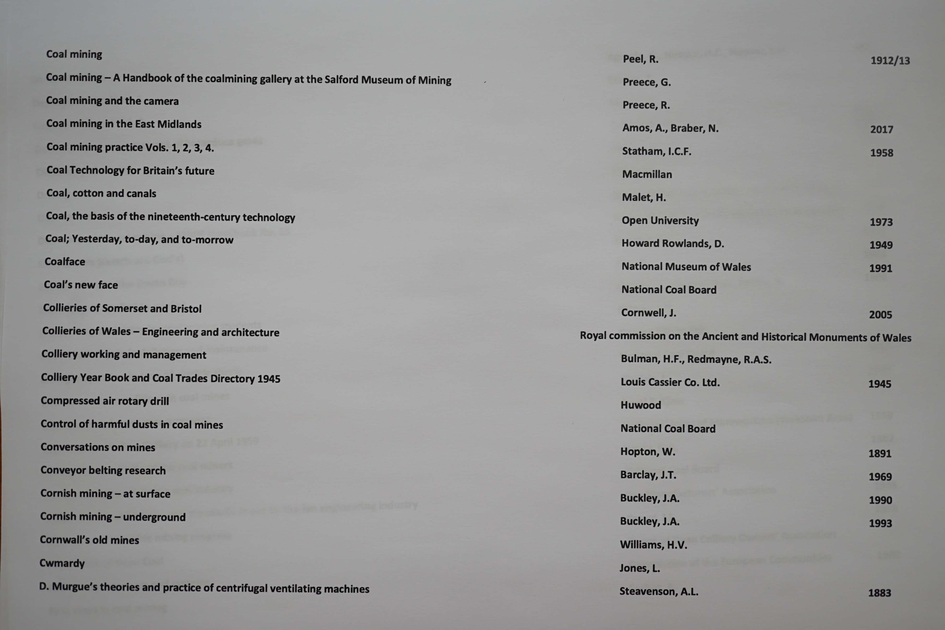 The remarkable Ian Unwin archive of 432 works relating to THE COAL MINING INDUSTRY, consisting of reports on health and safety, coal mining history, including technical innovations, numerous disasters and accidents, in c